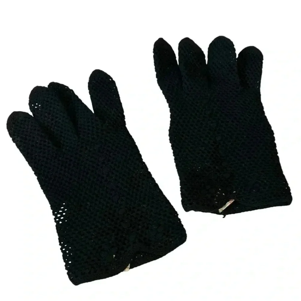 Vintage Italian Crochet Fishnet Gloves by Calvone Elegant Stretch Dress Gloves